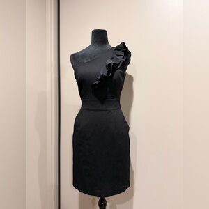 Trina Turk Elegant Black One-Shoulder Holiday Party Dress